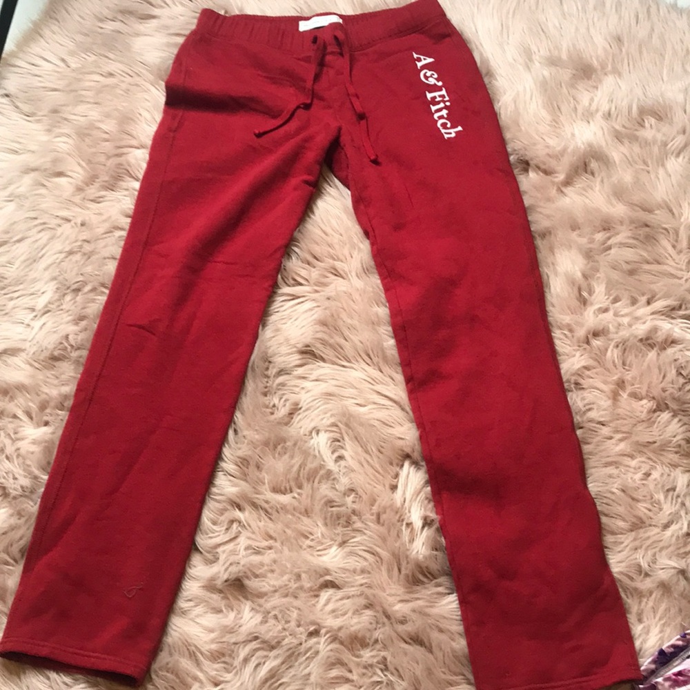 Red Abercrombie and Fitch sweatpants